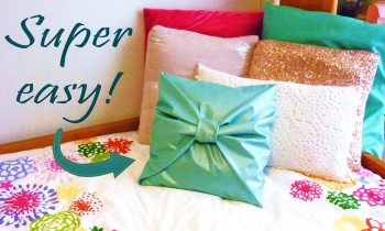 DIY ROOM DECOR ❤ No-sew bow PILLOW COVER