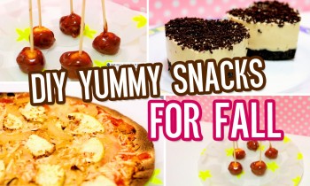 DIY yummy snacks and treats for fall!! Tortilla pizza, mini caramel apples & more!